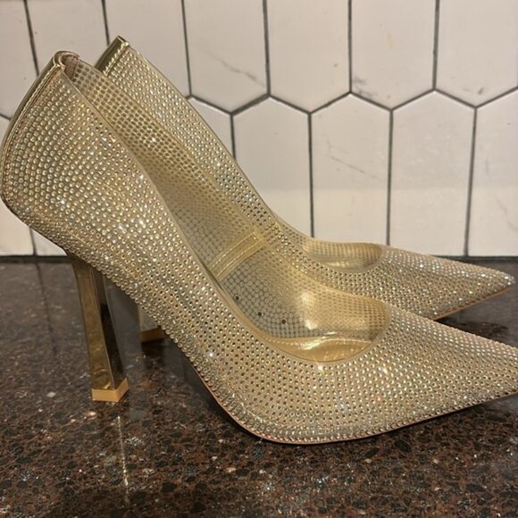 Steve Madden Martina-R- gold rhinestones size 8w- stunning sparkling heels - Picture 4 of 8